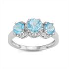 Genuine Swiss Blue Topaz And 1/4 C.t. T.w.diamond 10k White Gold Ring