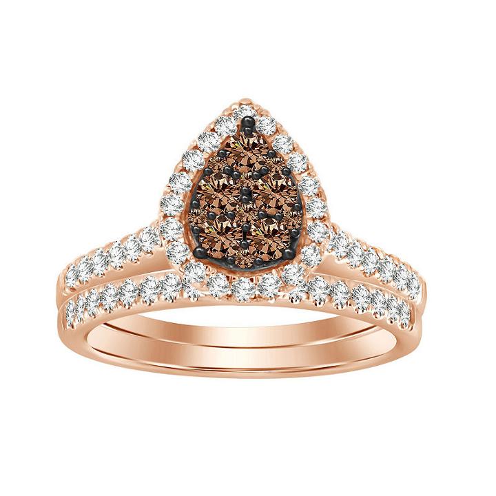 Womens 3/4 Ct. T.w. Brown Diamond 14k Gold Bridal Set