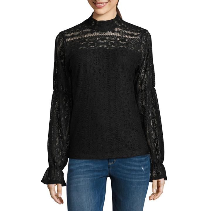 Libby Edelman Long Sleeve Lace Top
