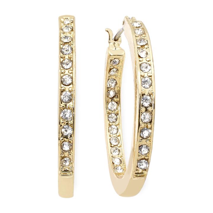 Monet Crystal Gold-tone Hoop Earrings