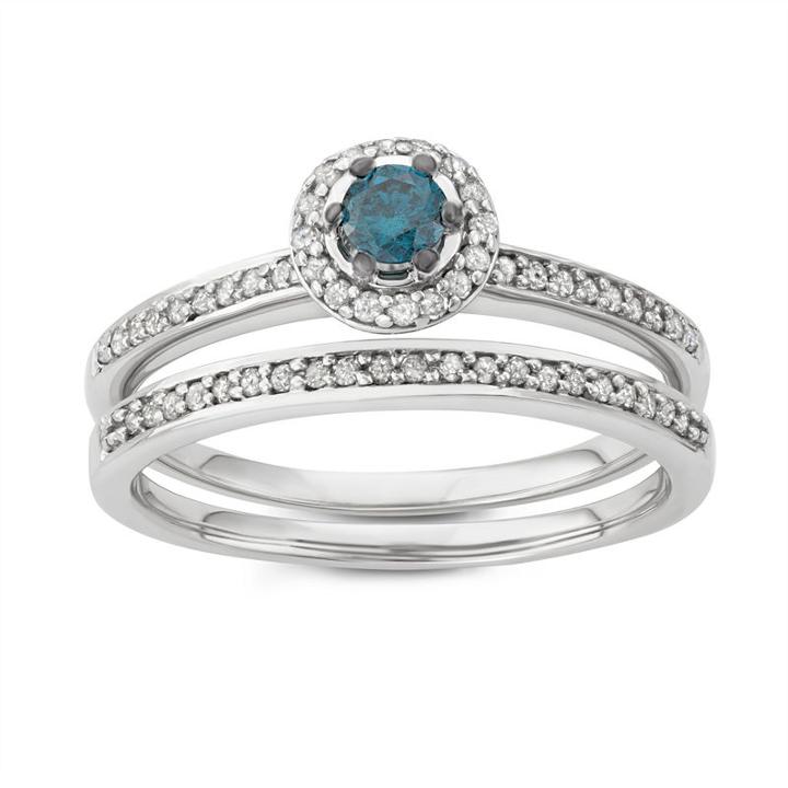 Womens 1/2 Ct. T.w. Diamond Blue Round Bridal Set