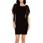 Studio 1 Cap-sleeve Cape Shift Dress