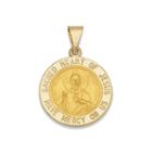 14k Yellow Gold Round Sacred Heart Of Jesus Medal Charm Pendant