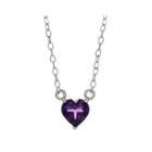 Genuine Amethyst Sterling Silver Heart Pendant Necklace