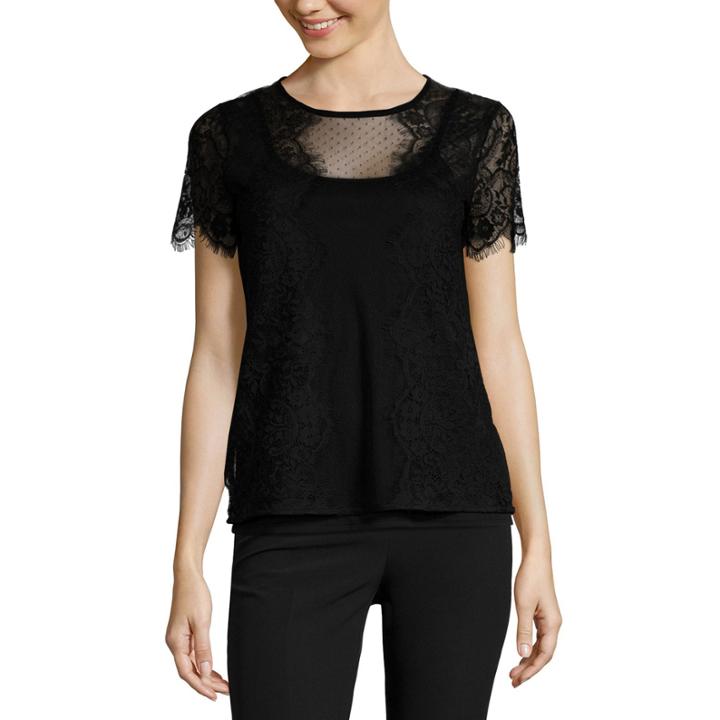 Worthington Short Sleeve Lace Top