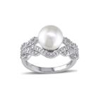 1/5 Ct. T.w. Diamond & Cultured Freshwater Pearl 10k White Gold Ring