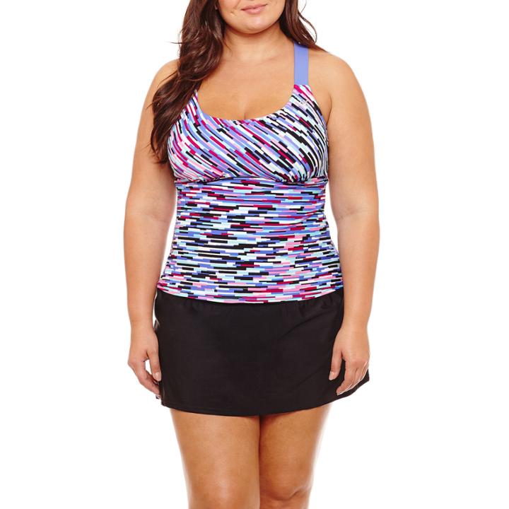 Zero Xposure Geo Linear Tankini Swimsuit Top-plus
