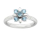 Sterling Silver Gemstone Flower Stackable Ring
