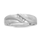 Mens 1/10 Ct. T.w. Diamond 10k White Gold 3-stone Slant Ring