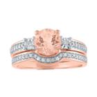 Modern Bride Gemstone Womens 1/5 Ct. T.w. Round Pink Morganite 10k Gold Engagement Ring