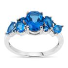 Sterling Silver Genuine Blue Topaz Ring Featuring Swarovski Genuine Gemstones