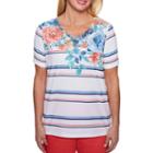 Alfred Dunner Sun City Short Sleeve Crew Neck Floral T-shirt-womens