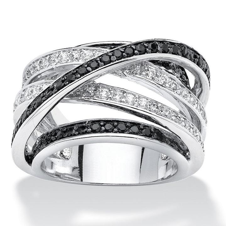 Womens 1 3/4 Ct. T.w. Black Cubic Zirconia Silver Over Brass Band