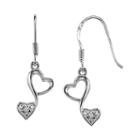 Love Grows&trade; Sterling Silver 1/10 Ct. T.w. Diamond Double-heart Drop Earrings