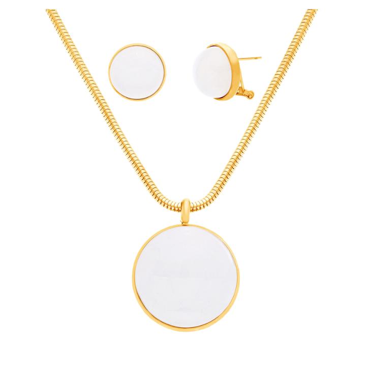 Yellow Ip Stainless Steel Pearl 2-pc. Jewelry Set