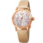 Burgi Unisex White Strap Watch-b-173gld