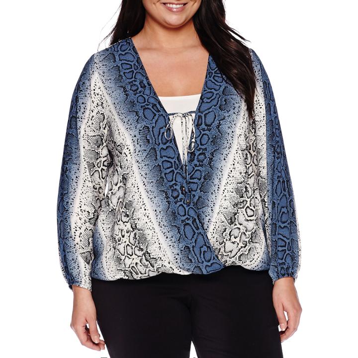 Alyx Long-sleeve Wrap Tie-front Blouse - Plus