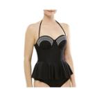Ninety Six Degrees Embroidered Peplum Tankini Swim Top