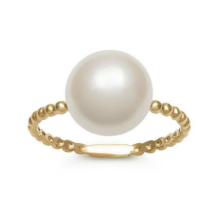 14k Yellow Gold Cultured Freshwater Pearl Button Ring