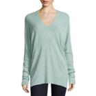 Belle + Sky Long Sleeve V Neck Brushed Rib Tunic Top