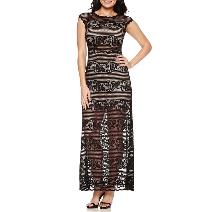 Bisou Bisou Short Sleeve Lace Maxi Dress