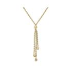 Infinite Gold&trade; 14k Yellow Gold Bead Station Hollow Rope Chain Lariat Necklace