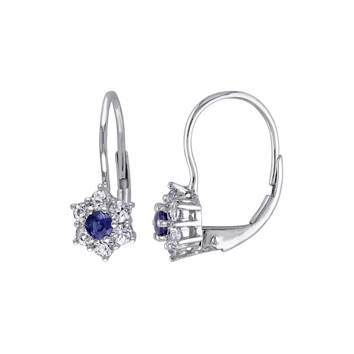 Genuine Blue And White Sapphire Earrings