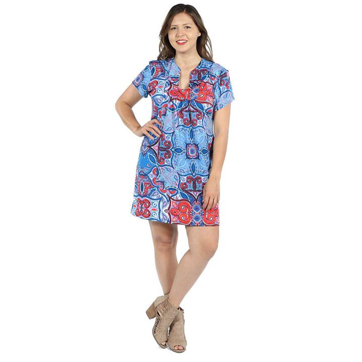 24seven Comfort Apparel Monica Red And Blue Mini Dress - Plus