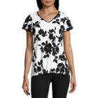 Worthington Short Sleeve V Neck Top