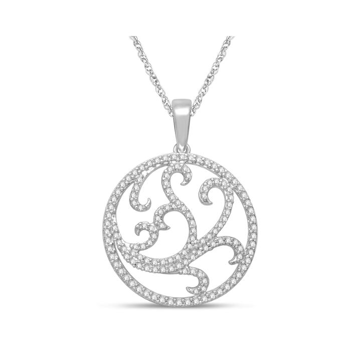 3/8 Ct. T.w. Diamond 10k White Gold Scroll Pendant Necklace