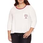 Embossed 3/4 Sleeve T-shirt-womens Juniors Plus