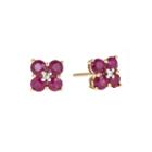 Limited Quantities Lead Glass-filled Hot Pink Ruby And Diamond-accent Flower Earrings