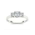 Womens 1 Ct. T.w. Princess White Diamond 14k Gold 3-stone Ring