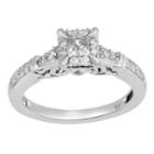 Hallmark Bridal Womens 1/2 Ct. T.w. Princess White Diamond 10k Gold Engagement Ring