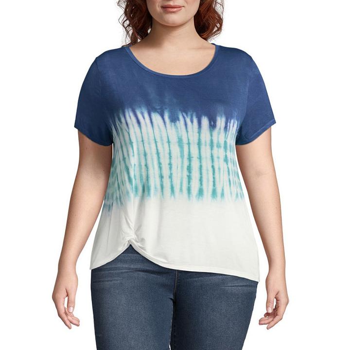 Wallflower Short Sleeve Crew Neck Tie Dye T-shirt-womens Juniors Plus
