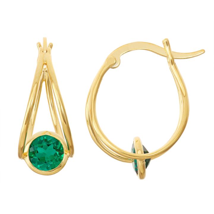 Lab-created Emerald 14k Gold Over Silver Hoop Earrings