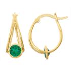 Lab-created Emerald 14k Gold Over Silver Hoop Earrings