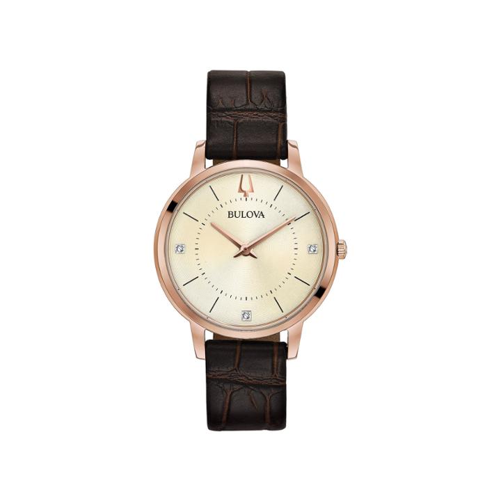 Bulova Womens Brown Strap Watch-97p122
