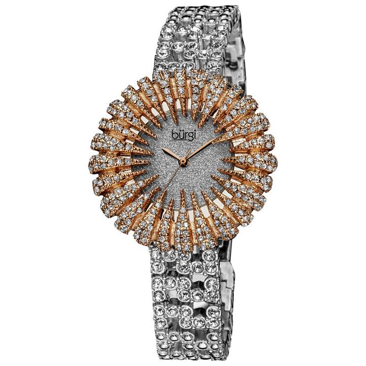 Burgi Womens Silver Tone Strap Watch-b-054rg