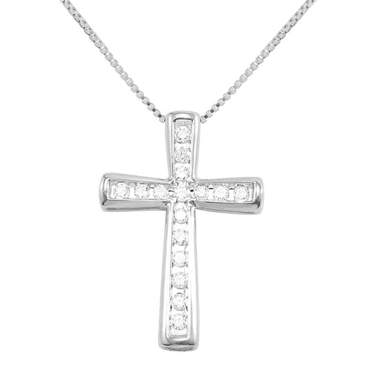 Ct. T.w. Diamond Cross 10k White Gold Pendant Necklace