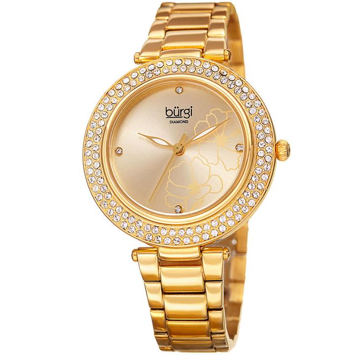 Burgi Womens Gold Tone Strap Watch-b-179yg