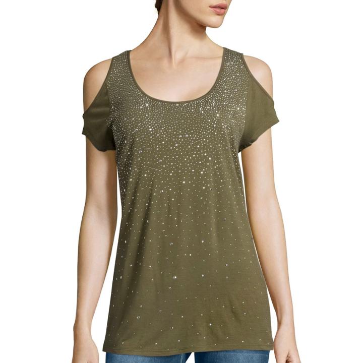 Liz Claiborne Flutter-sleeve Floral Knit Top