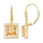 Genuine Citrine & Lab-created White Sapphire 14k Gold Over Silver Leverback Earrings