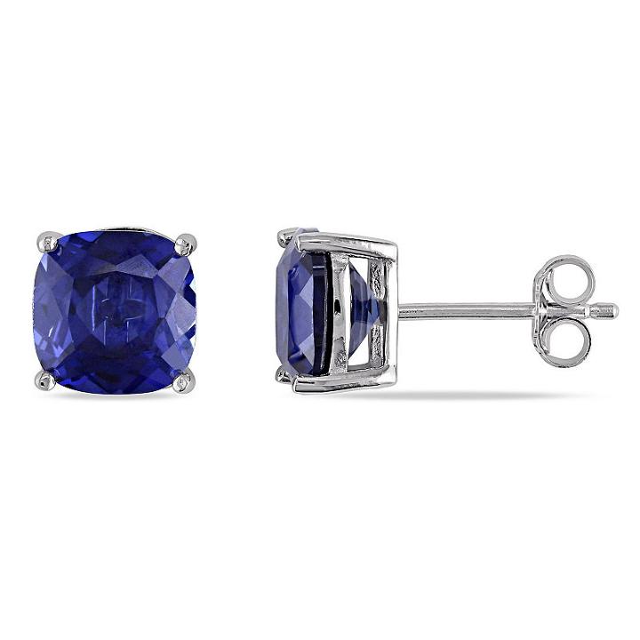 Blue Sapphire Sterling Silver 8mm Stud Earrings
