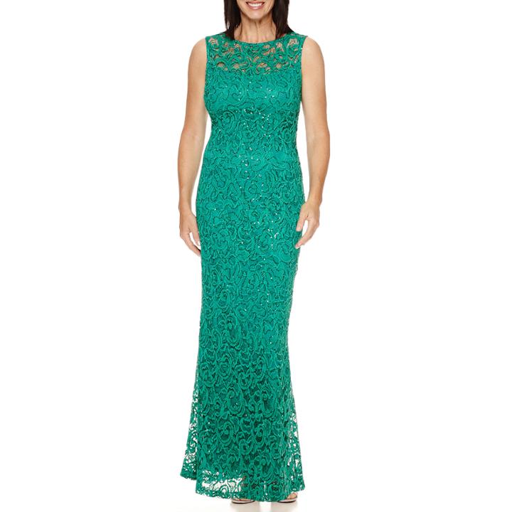 Blu Sage Sleeveless Sparkle Lace Gown