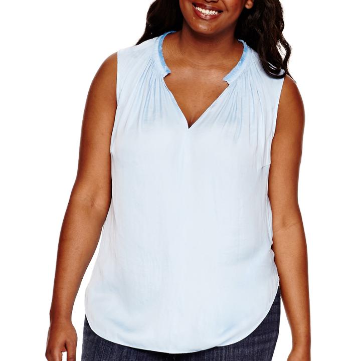 A.n.a Sleeveless Fringed Blouse - Plus