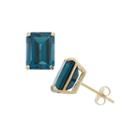 Emerald Blue Blue Topaz 10k Gold Stud Earrings