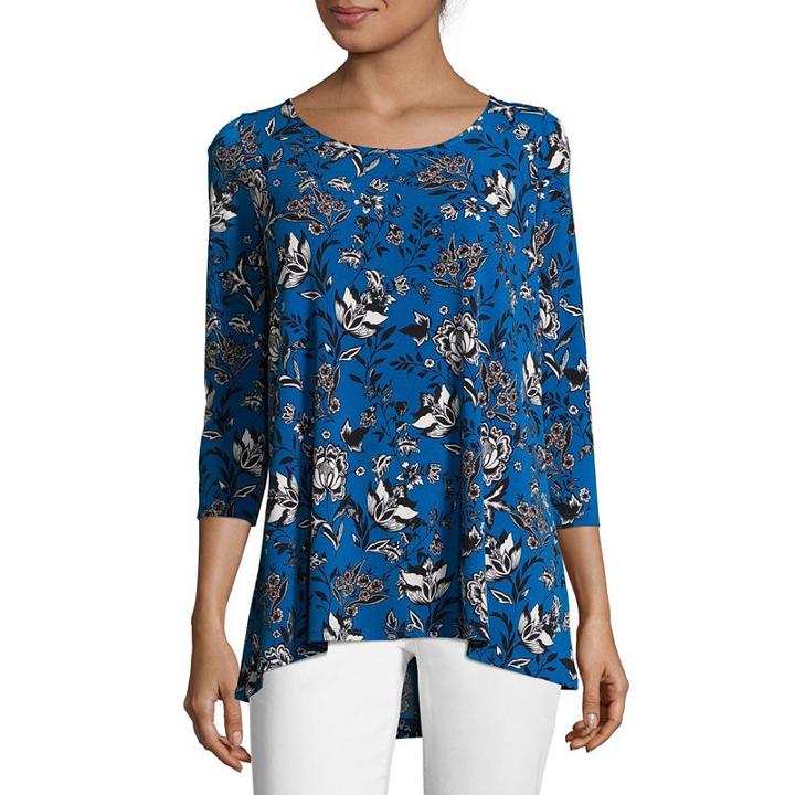 Liz Claiborne 3/4 Sleeve Swing Top - Tall