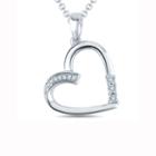 Womens Diamond Accent Genuine White Diamond Heart Pendant Necklace