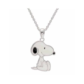 Peanuts Snoopy Sitting Brass Enamel Pendant Necklace